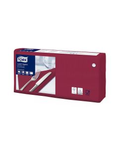 Tork Edge Emboss Bordeaux Red Lunch Napkin 2ply Quarterfold 200s x 10