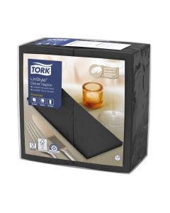 Tork LinStyle Black Dinner Napkin 8 fold  50s x 12