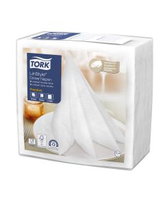 Tork LinStyle White Dinner Napkin Quarterfold 50s x 12