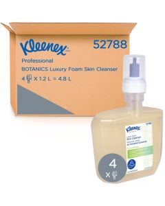 Kleenex Botanics, Luxury Foam Skin Cleanser, Foam Hand Soap, 4 cartridges / case, 1.2 Litres / cartridge