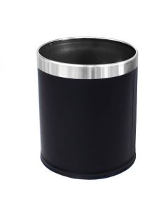 10L Round Leather Black Bin