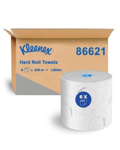 KLEENEX Hard Roll Towel, White, 6 Rolls Case, 230m