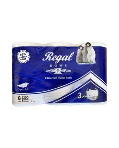 Regal 3 Ply Virgin Toilet Roll 300 Sheets 6 Rolls x 3 Packs