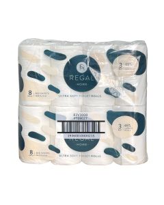 Regal 3-Ply Virgin Toilet 300Sheets 8 Rolls x 6Pkts Retail