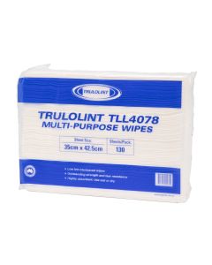 Trulolint Low Lint Folded Cleaning Cloth 35cm x 42.5cm 130 Wipes X 5 Packs