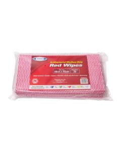 TRUWIPES Anti Bacterial Medium Red Wipes 60cm x 45cm 20 Wipes x 5 packs