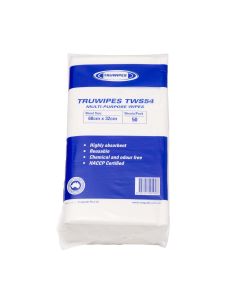 Truwipes Multipurpose Super Duty White Wipes 60CM x 32CM x 12PKTS/50 Wipes
