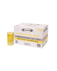 Truwipes Multipurpose Super Duty Perforated Yellow Roll 30cm x 45cm 100 Wipes x 6 Rolls