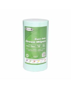 Truwipes Multipurpose Super Duty Perforated Green Roll 30cm x 45cm x 100 Wipes x 6 Rolls (Woodpulp/Polyester)